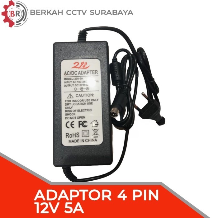 Termurah Adaptor cctv DVR Hikvision 4 pin 12v 5A Merk Samsung