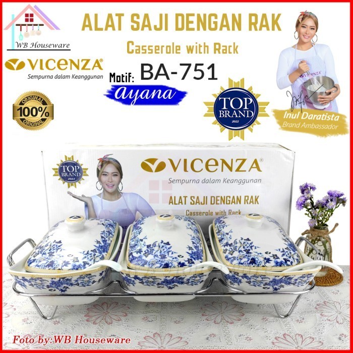 Terbaru Vicenza Prasmanan Set 3 Motif Ayana / Wadah Saji / Warmer Food Ba-751 Promo Terlaris