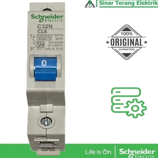 Terbaru Listrik / Schneider Mcb Pln Kepala Biru C32N 1P 6A 10A 16A Cl6 Cl10 Promo Terlaris