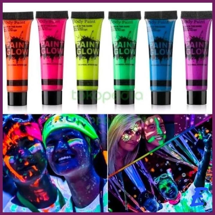 

| GS | 25ML CAT LUKIS BADAN UV PAINT BODY FACE PAINTING GLOW IN THE DARK