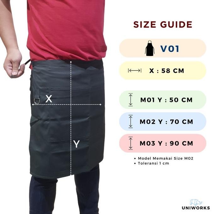 Diskon Besar Apron Pendek Celemek Pinggang Barista By Uniworks Big Sale