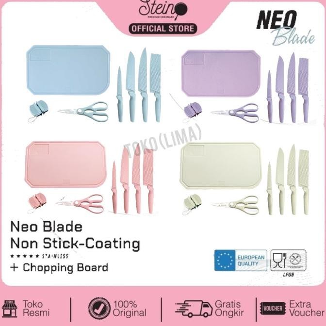 Pisau Steincookware Neo Blade Pisau Set Stein Blue Knives Set Biru Neo