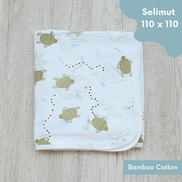 Kain Selimut Bayi Cotton Bamboo Muslin Blanket Hoppipolla - Turtle
