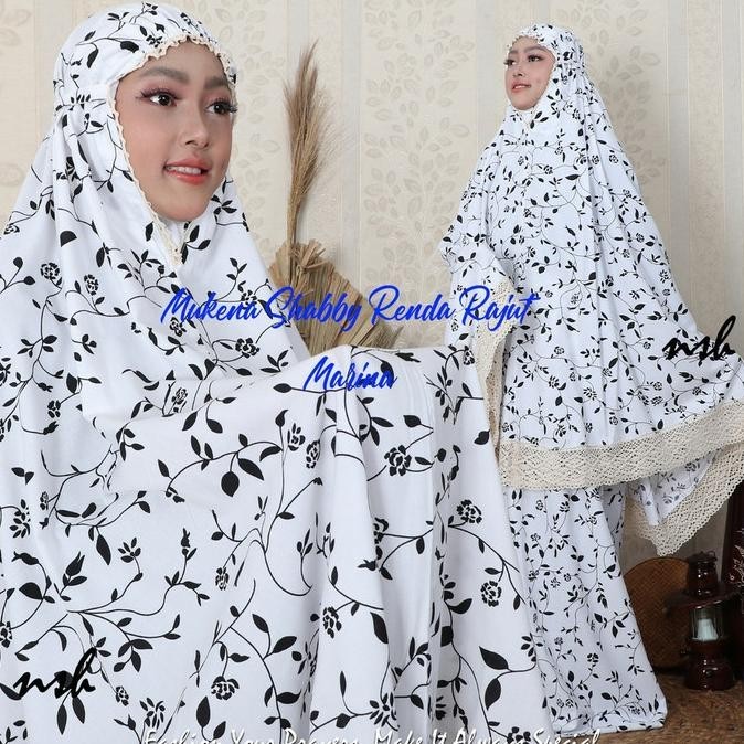 Perlengkapm Sholat Mukena Dewasa Katun Jepang Renda Floren Crem Renda