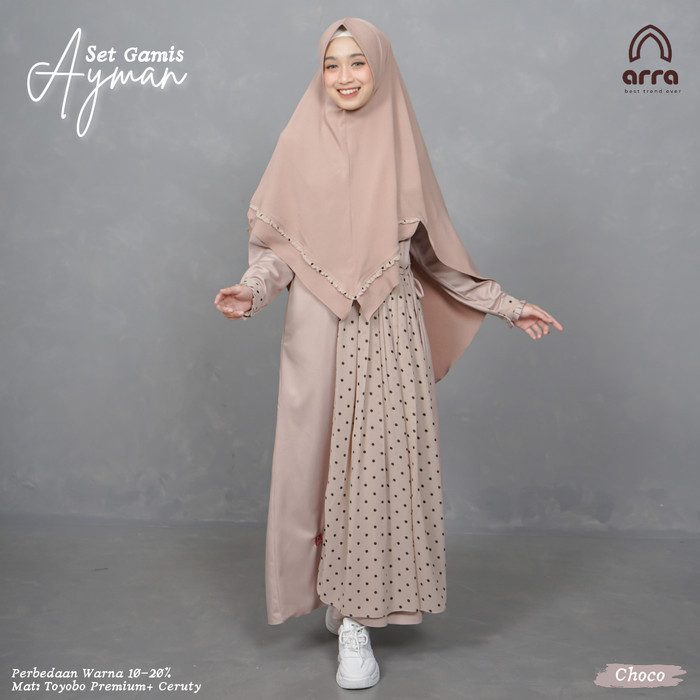 Baju Sarimbit Keluarga Muslim Arra Ayman Choco Premium Set Keluarga