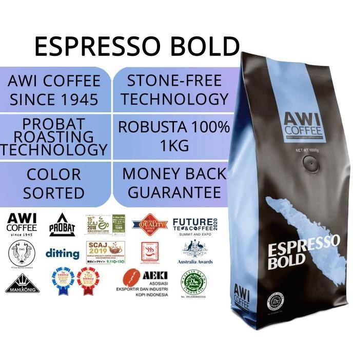 

Awi Coffee Kopi Sidikalang Espresso Bold 1kg Bubuk | Robusta| Roasted