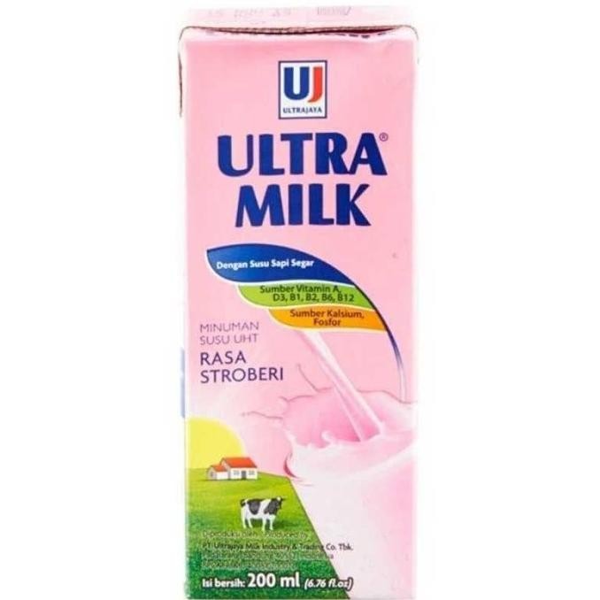 

Susu UHT Ultra milk rasa Stroberi / Strawberry 200ml isi 24pcs