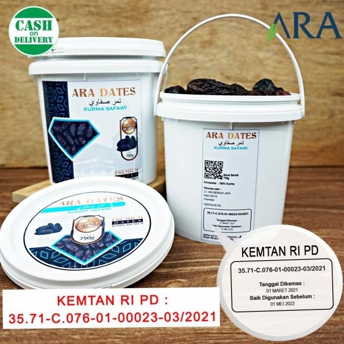 

Kurma Safawi 750Gr Original Kemtan Kurma Hitam Lonjong Ember