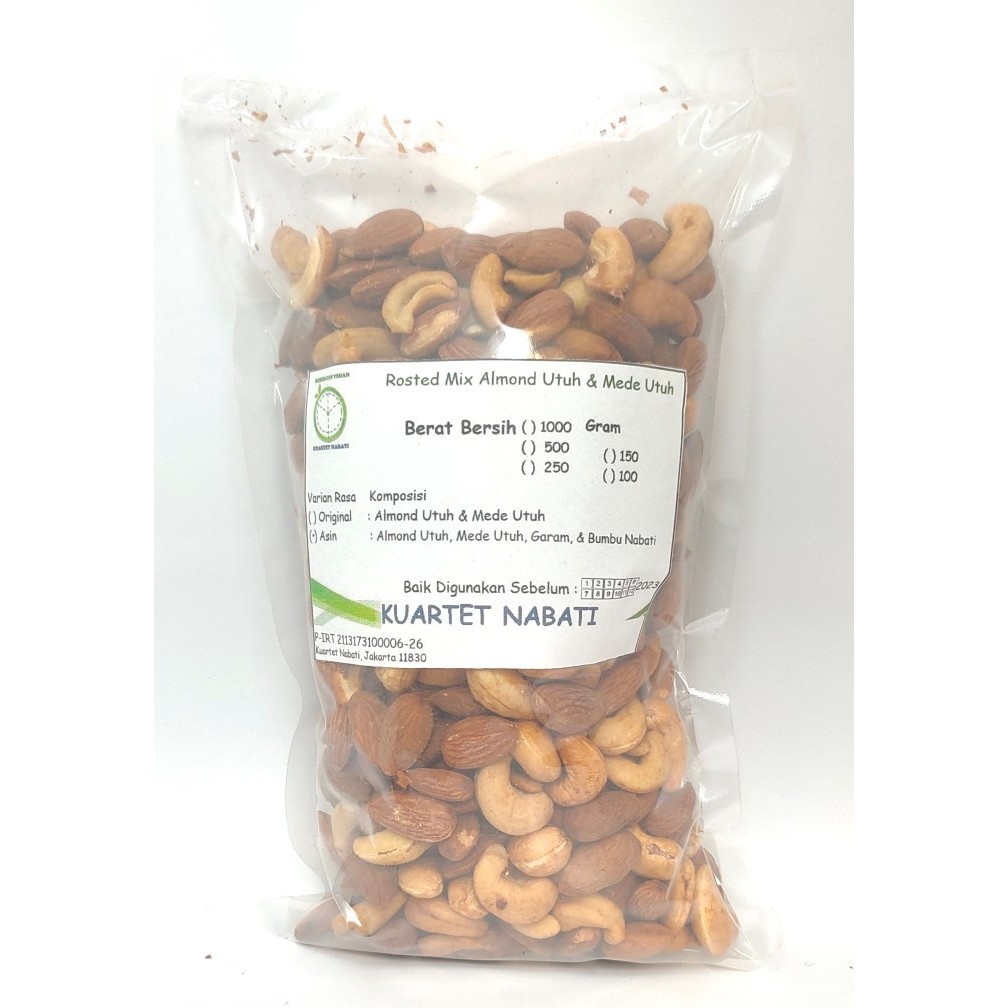 

500gr Roasted Mix Almond Utuh & Mede Utuh Varian Rasa Original/ Asin