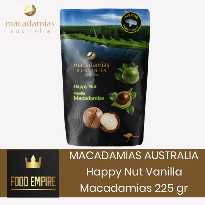 

Happy Nut Vanilla Macadamias 225 gr Kacang Macadamia Australia