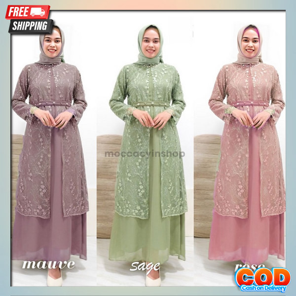 Deres Remaja Elegan Bahan Premium Gamies Modern Model Terbaru 2024 Pakean Gamis Lengan Pnjng Murah D