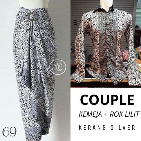 Setelan Couple Rok dan Kemeja Batik Panjang Kerang Silver Dan Lainnya