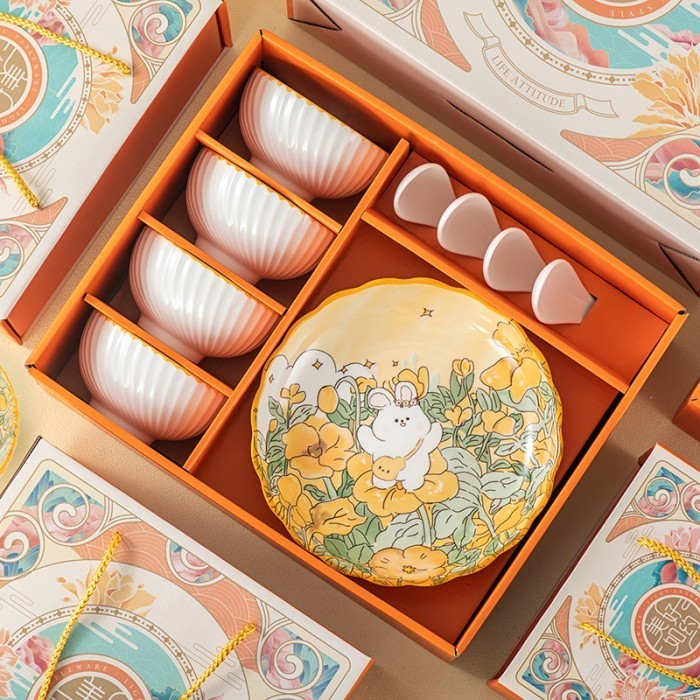 Sourvenir Set Mangkok Keramik Jepang Premium Peralatan Makan Porselen