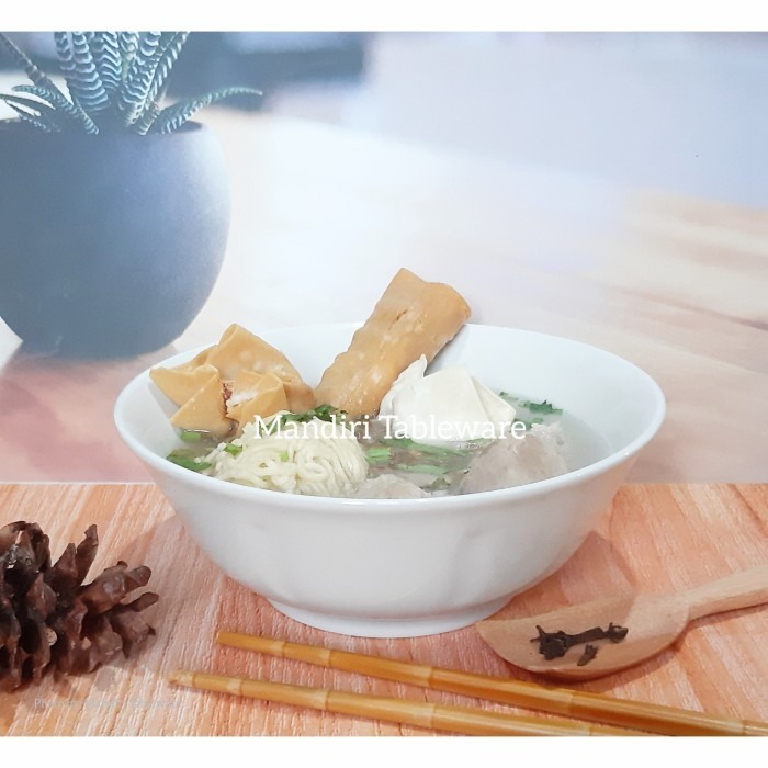 Mangkok Bakso Keramik Putih Polos / Ukuran 7 Inch