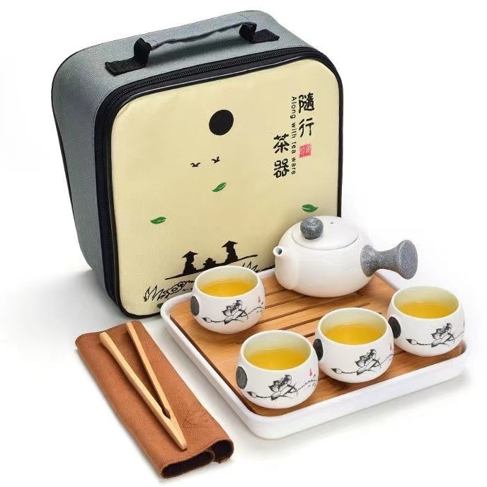 Chinese Teapot Set Ceramic Tray Set Travel Bag Cangkir Teh China