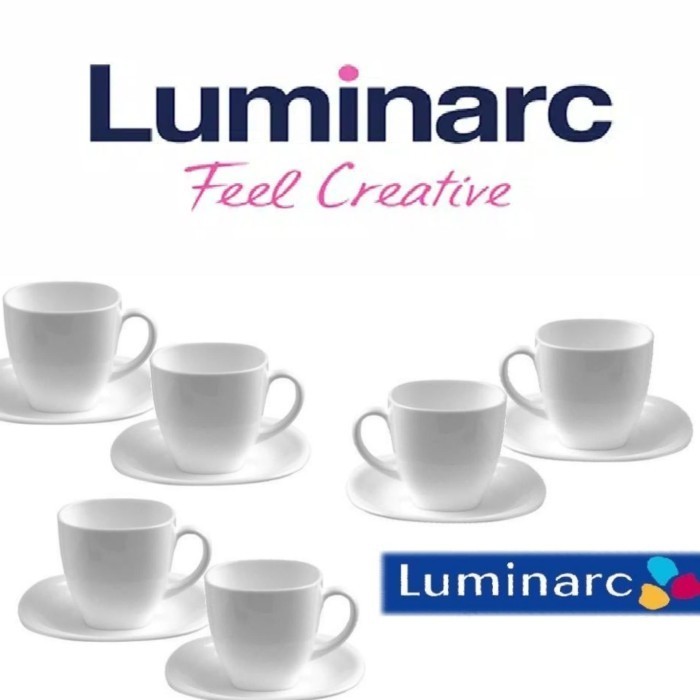 Luminarc Cup And Saucer/Cangkir Set 6 Pasang Carine White