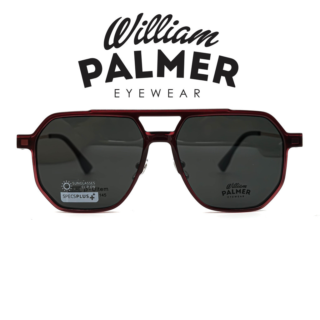 William Palmer Kacamata Pria Wanita Clip On 8509 C4 Red
