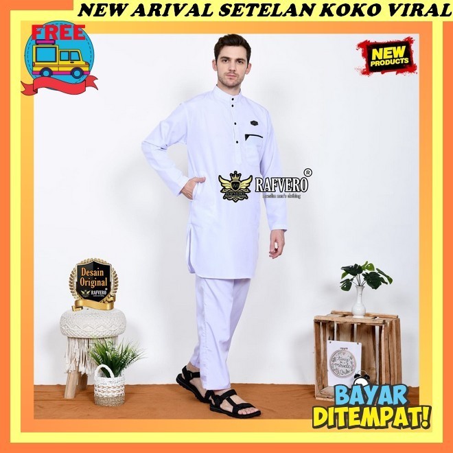 Setelan Koko Pria Dewasa Bju Kokoh Kurta Dewada Bsjuu Priah Haibah Saku Samping Pakaian Cowok 1 Set 