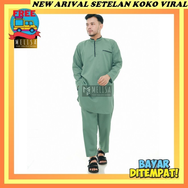 Pakaian Cowok 1 Set Kurta Dwasa Modern Oneset Pakaianmuslim Lengan Panjang Bordir Coklat Susu Setela