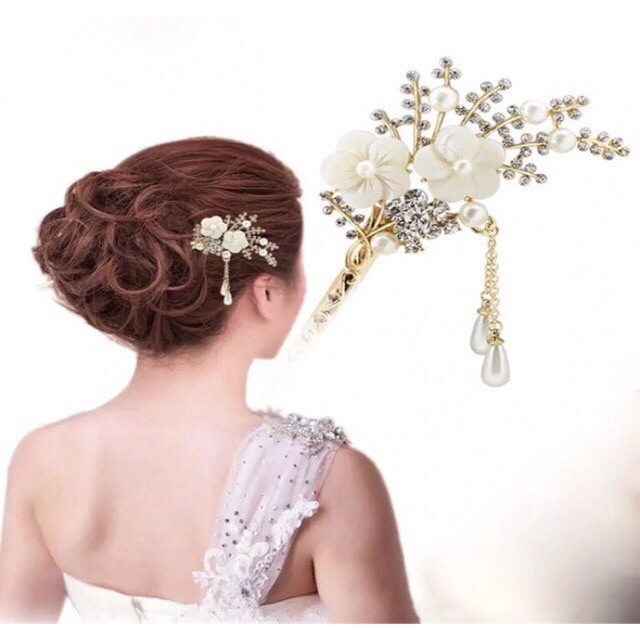 Tusuk Konde Hiasan Sanggul Korea Jepang Cina Tiongkok Warna Putih