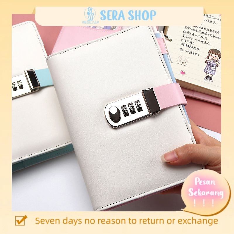 

✾✤Sera Bernilai Tinggi Kunci Kata Sandi Loose-Leaf Handbook Multi-Fungsional Belt Lock Diary Grid Siswa Alat Tulis Notebook