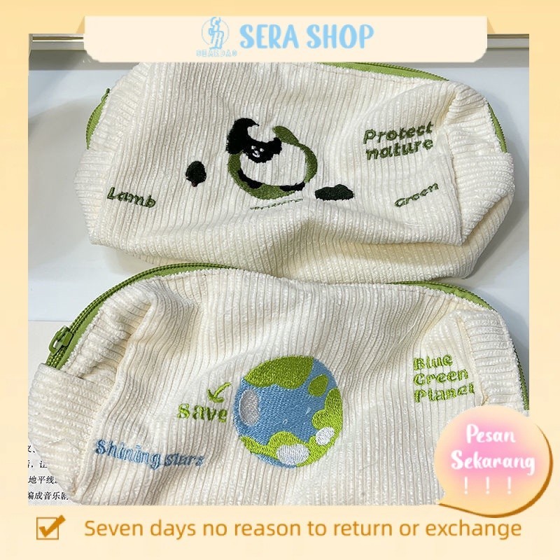 

Sera Ins Wind Green Earth Kartun Lucu Beludru Bordir Tas Pensil Kapasitas Besar Kotak Alat Tulis Siswa Pensil Penggaris Tas Penyimpanan