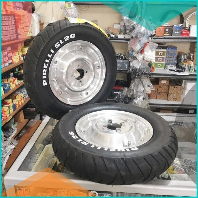 Velg Tubeless Vespa VBB Polish GS V.3 Ring 10 set Ban Pirelli SL 26 16