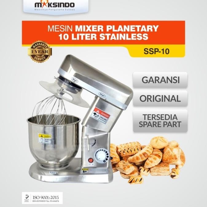 Mesin Mixer Planetary 10 Liter Stainless Maksindo (Ssp-10)