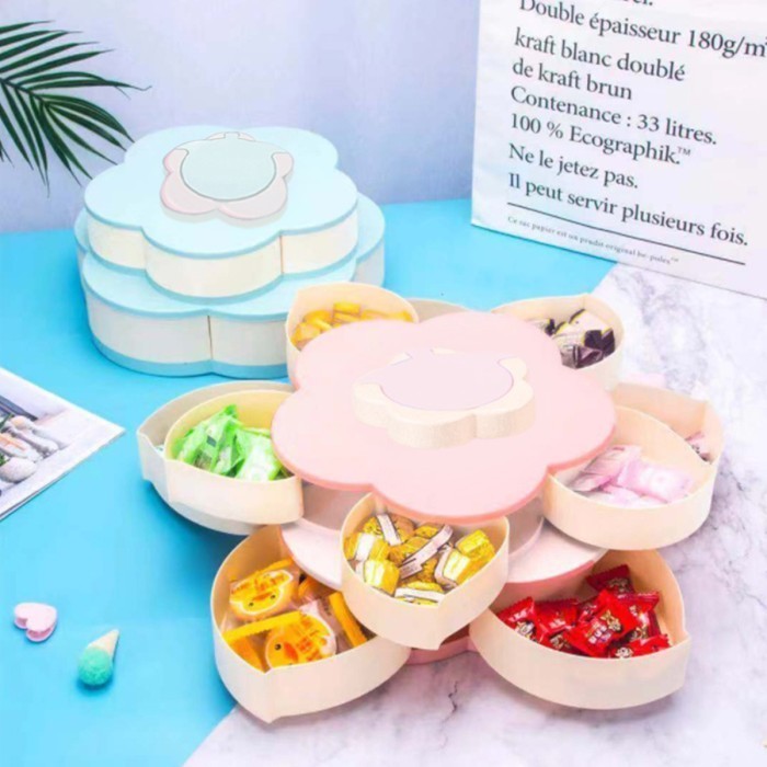 Toples Bunga Mekar Putar Susun / Candy Box Putar Toples Kue Lebaran