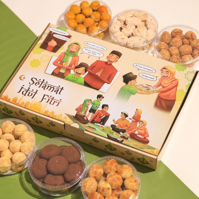 Kardus Lebaran isi 6 Toples 250 gr Box Kue Kering Hampers Idul Fitri