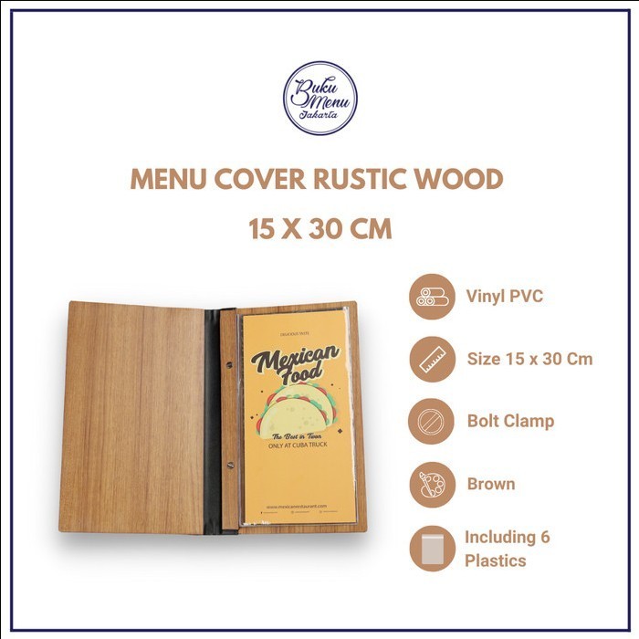 

Menu vinyl buku untuk restoran motif kayu