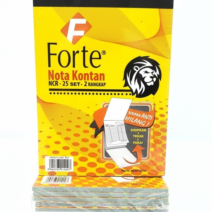 

GROSIR ( 10 BUKU ) NOTA KONTAN FORTE RANGKAP 2 NCR-25SET (KECIL)