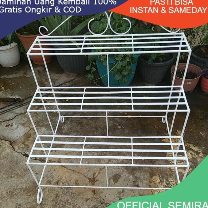 Bb36/Besi Beton 8Mm Full/Rak Besi 3 Tingkat Modern/Rak Bunga Besi Rusukkan