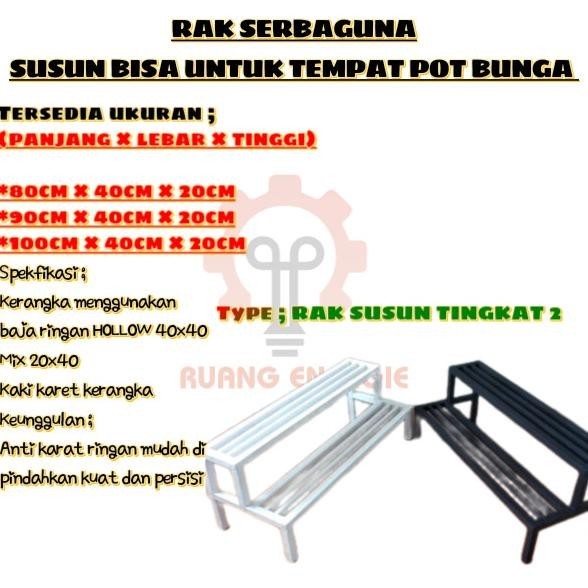 Rak Standing Pot Bunga Baja Ringan Hollow Susun 2 Noviastuffs