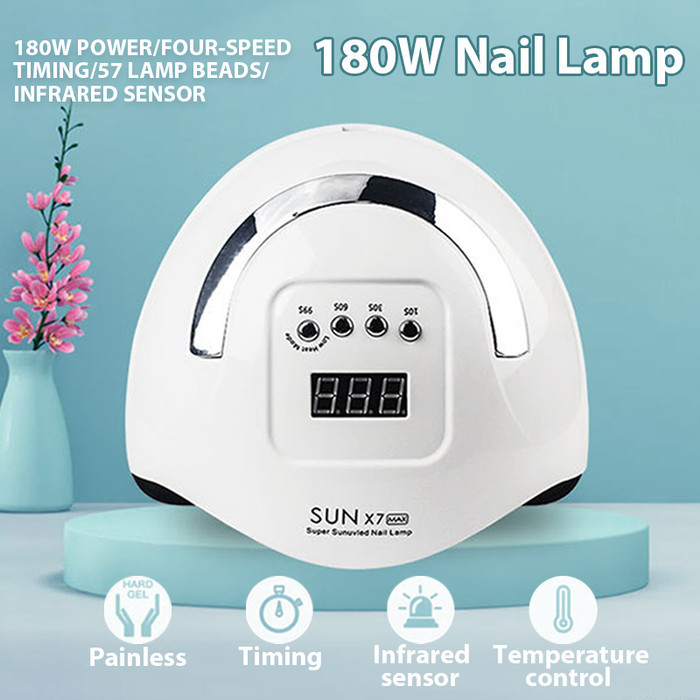 Alat Gering Kutek Uv Led Nail Kuku Sun X7 Max 180W Uv Lamp 57 Leds