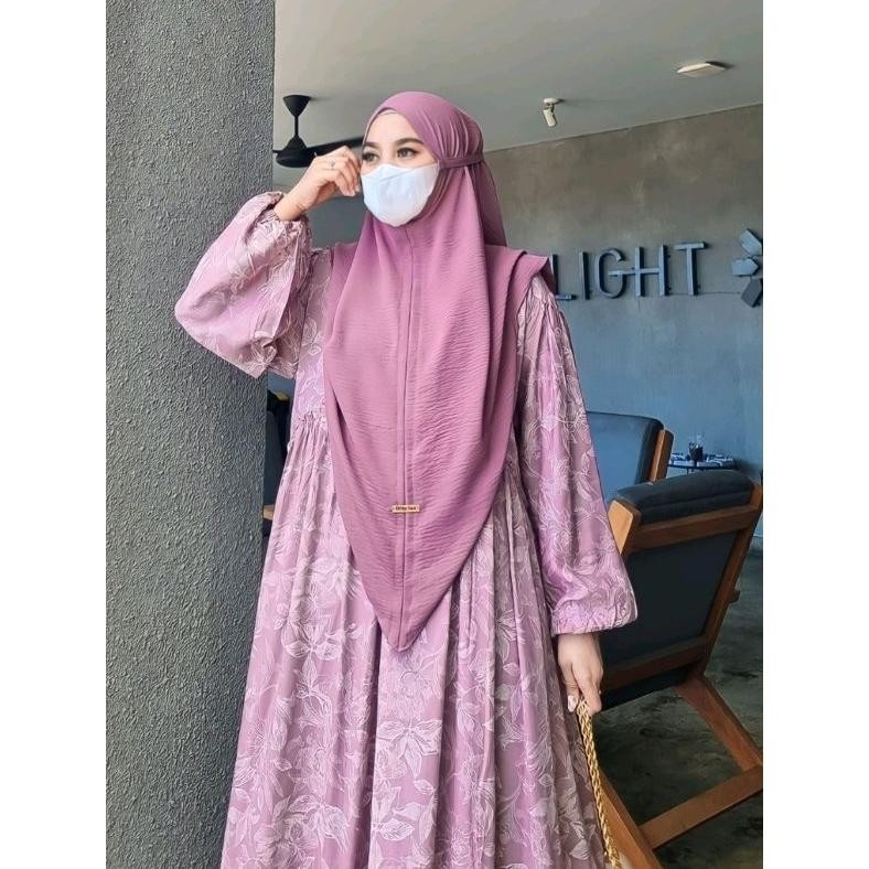 Bonita Gamis Set Bergo Premium Cotton Rayon Mix Crinkle By Otty lux (PO)