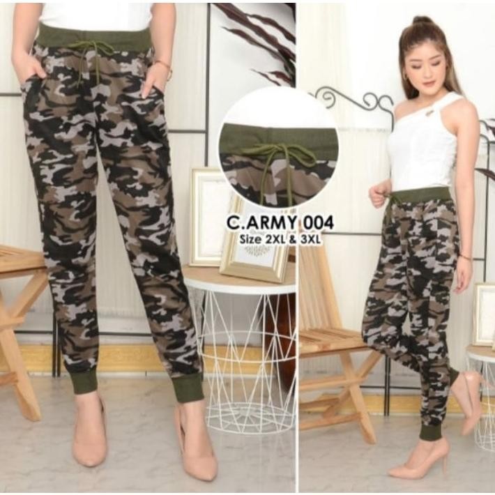 Celana Army / Celana Loreng Wanita / Jogger Army Wanita Laris