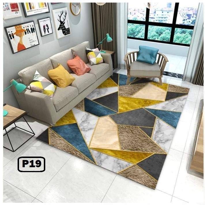 siap kirim>>> karpet persegi modern 100x140cm/permadani lantai premium anti slip/tikar lantai minima