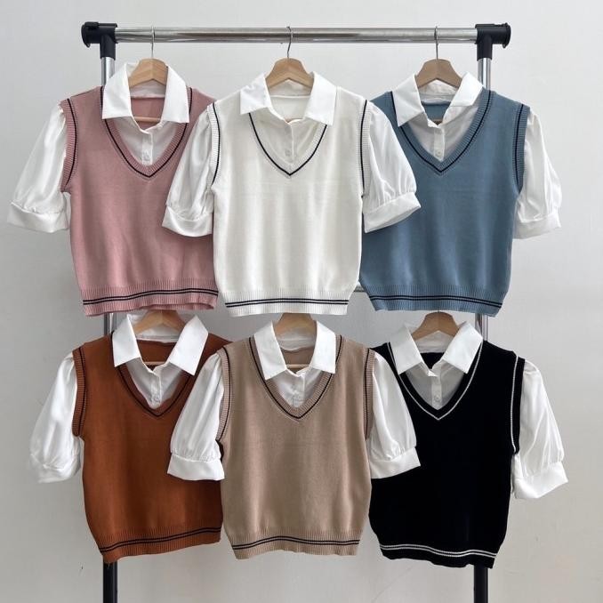 Cassic Top Blouse Sekolah Korea Seragam Korean Style Wanita Uniform