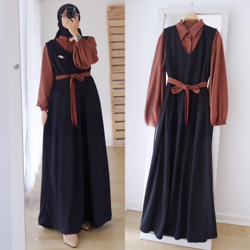 Baju Gamis Wanita Terbaru 2024 Games Jumbo Lebaran Gmis Ibu Dewasa Umroh 2In1 Terpisah Dress Perempu