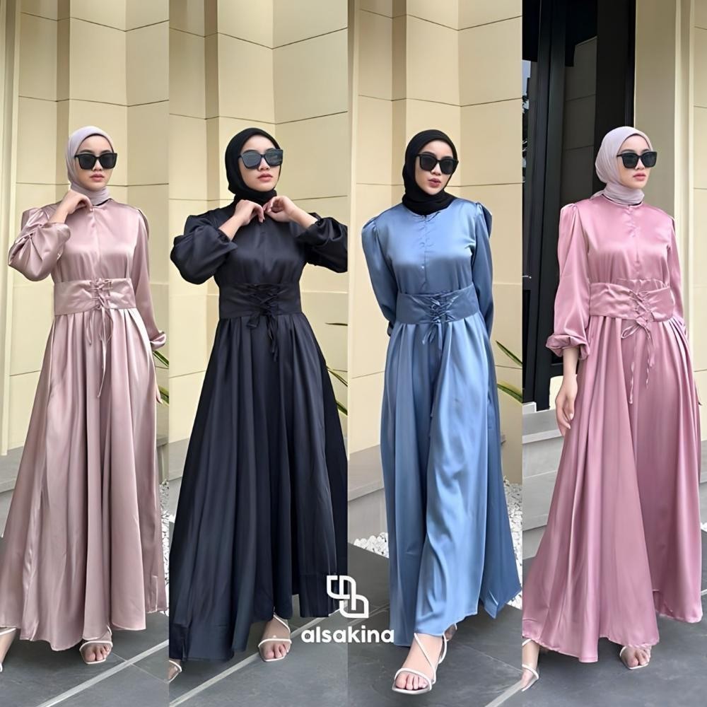 MILIKI HANUM DRESS SILK SATIN GAMIS WANITA DEWASA GAMIS WANITA JUMBO DRESS WANITA HIJAB DRESS WANITA
