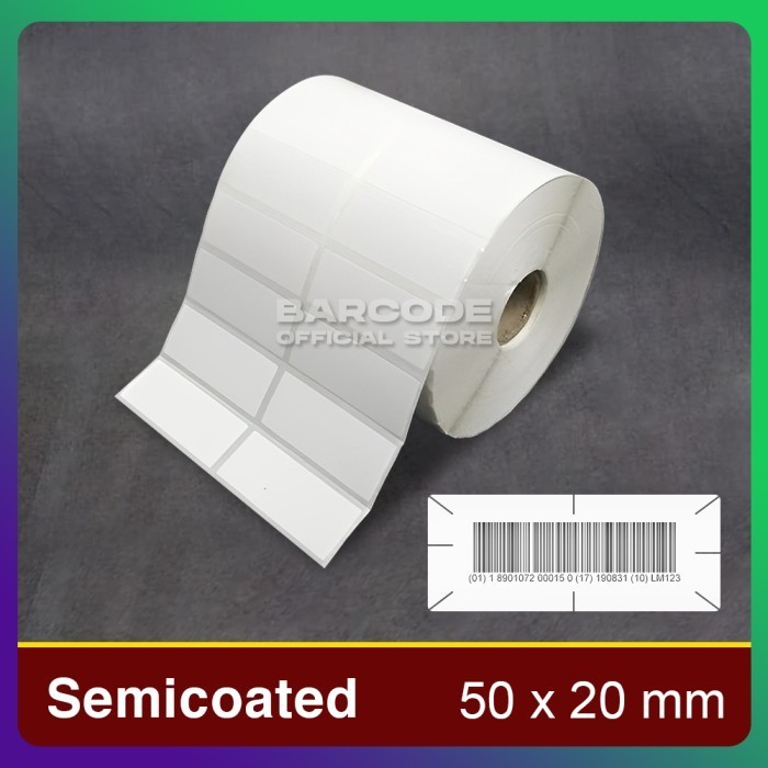 

Label Stiker Cacah Semicoated 50x20 Sticker Barcode 2 Line 50 x 20 mm