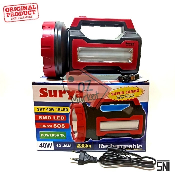 Surya SHT 40W 15LED Flashlight Rechargeable L 40w 40 watt Super LED