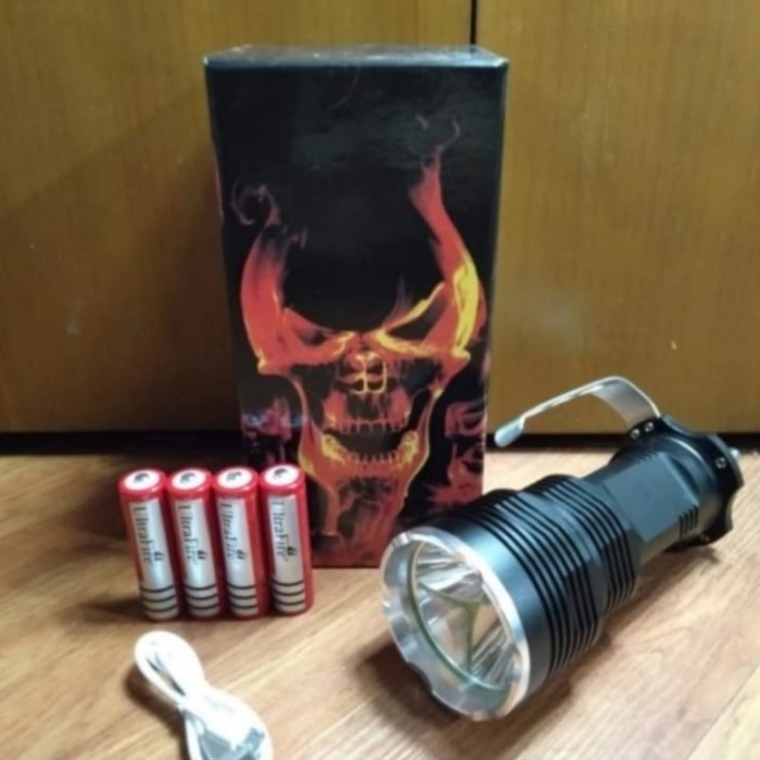 Paket senter police SWAT monster belor cree T6 baterai merah camping