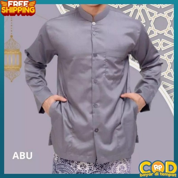 Big Size Kemko Terbaru 2024 Lengan Pendek Kemeja Jumatan Motif Polos Ko2 Pria Dewasa 2024 Kemko Leba