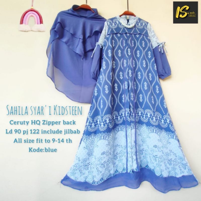SAHILA GAMIS ANAK SYAR'I/ BAJU ANAK SET  JILBAB / BAJU ANAK GAMIS REMAJA SET JILBAB / GAMIS ANAK USI