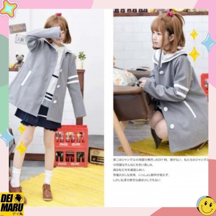 Jaket Seifuku Sailor Stripe Grey Jacket Harajuku Kawai Jacket