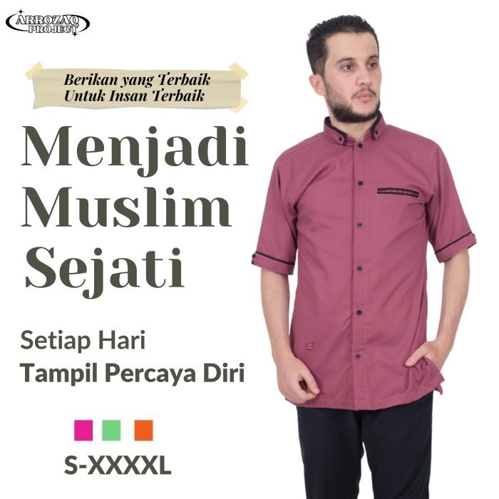 Baju Muslim Pria Kemeja Koko Taqwa Modern Lengan Pendek Jumbo Premium
