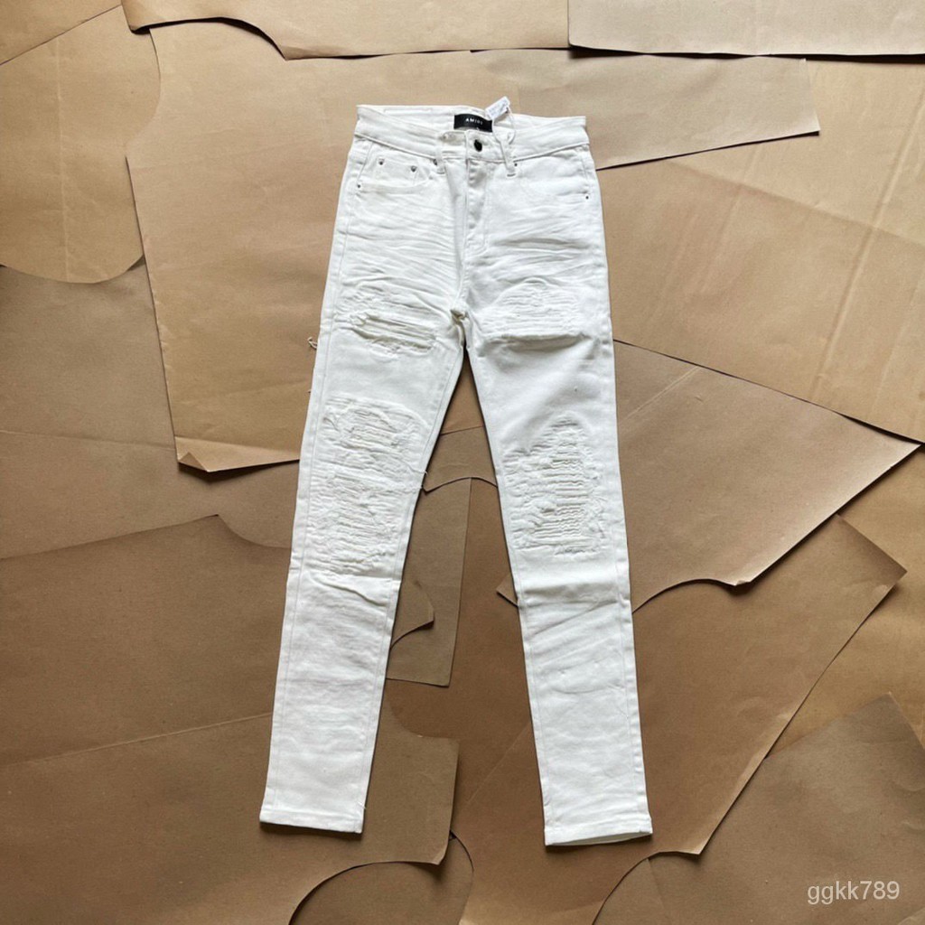 AMIRIHigh Street White Base Ripped Skinny Stretch JeansAmiriLeather Jeans