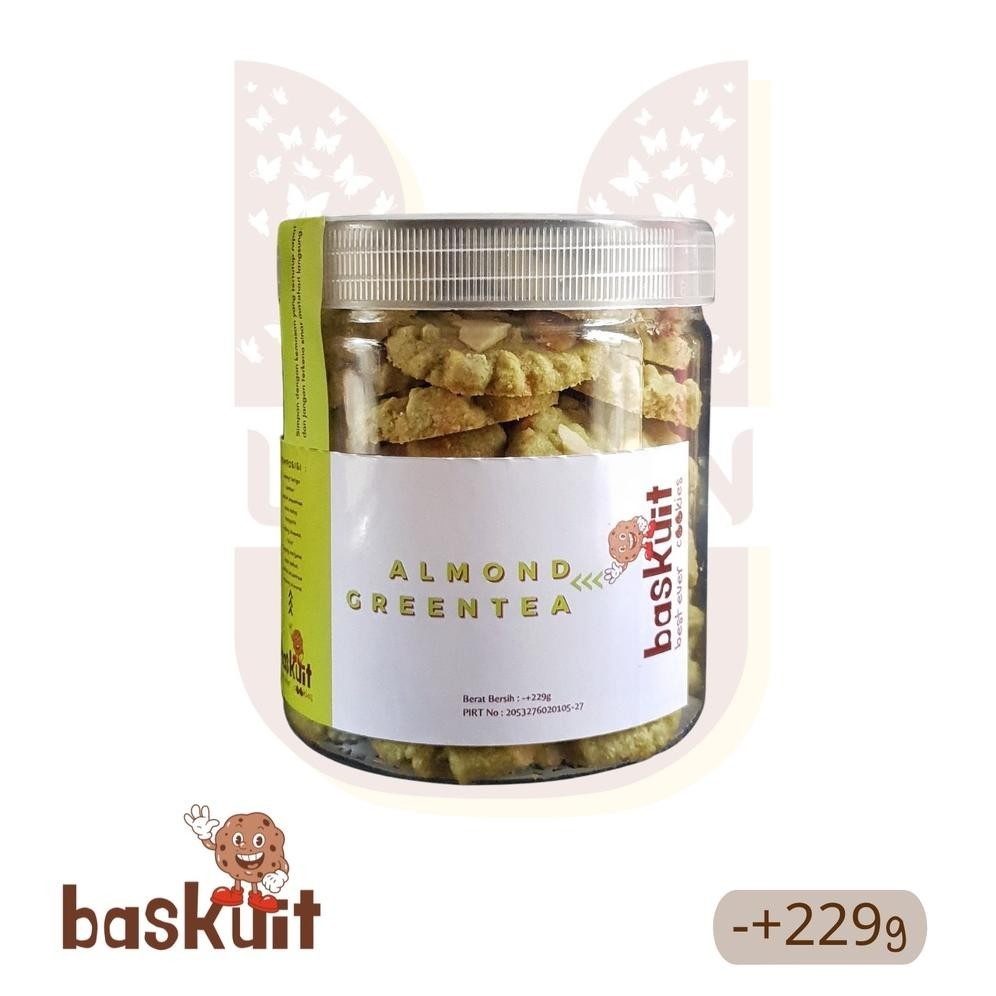 

{cookies} Almond Greentea - BASKUIT (Best Ever Cookies) - Kemasan Jar / Toples 229g - Kue Kering Almond TERLARIS